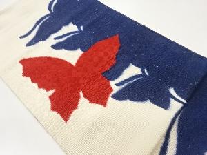 手織り紬蝶模様名古屋帯